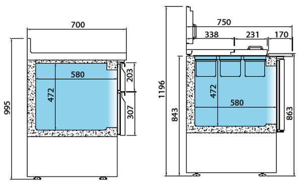 Mesa refrigerada GN1/1 para ensaladas Serie 700 ME 1000 EN Infrico - 230 litros