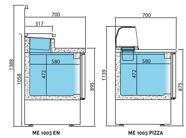 Mesa refrigerada GN1/1 para ensaladas Serie 700 ME 1003 BAN Infrico - 355 litros