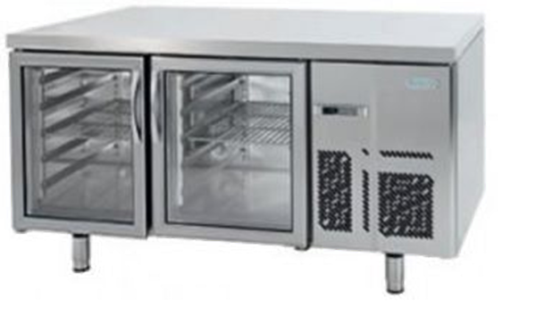Mesa refrigeración Euronorma 600x400 para pastelería puerta de cristal Serie 800 MR 1620 CR Infrico