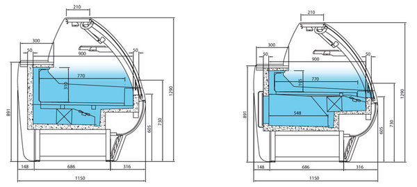 Vitrina expositora modular frío ventilado Serie Barcelona VBC18RU+ Infrico **