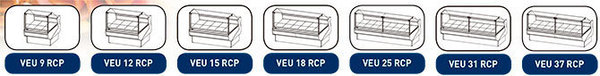 Vitrina expositora modular frío ventilado con reserva Serie Europa VEU12RUCP Infrico **
