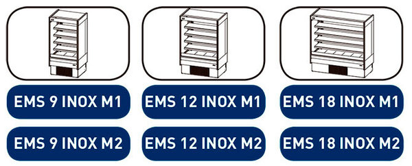 Vitrina mural expositora refrigerada modular Serie EMS 12 INOX M1 Infrico