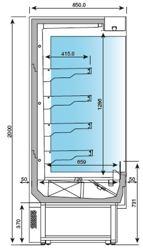 Vitrina mural expositora refrigerada modular Serie EML 9 INOX M1 Infrico