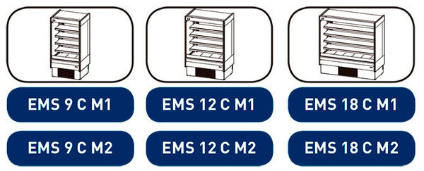 Vitrina mural expositora refrigerada modular Serie EMS Black & White EMS 9 CM2 Infrico