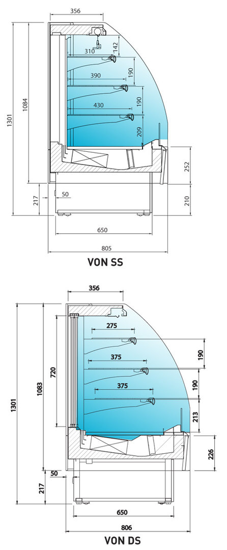Vitrina Expositora Autoservicio para Pastelería Serie Onix VON9DS Infrico **